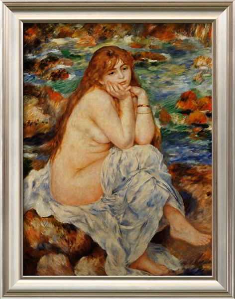 Bather Seated on a Sand Bank - Pierre Auguste Renoir Painting